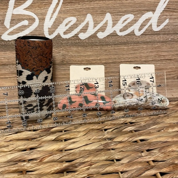 New, Cowhide Can Cooler, Western & Boots Claw Clip - Picture 2 of 6